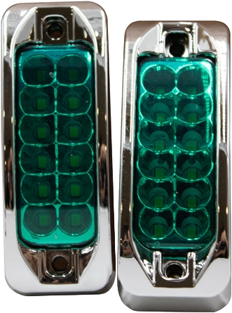 Plafón Led Rectangular 3.5¨ Con Bisel Cromo C/Estrobo Verde