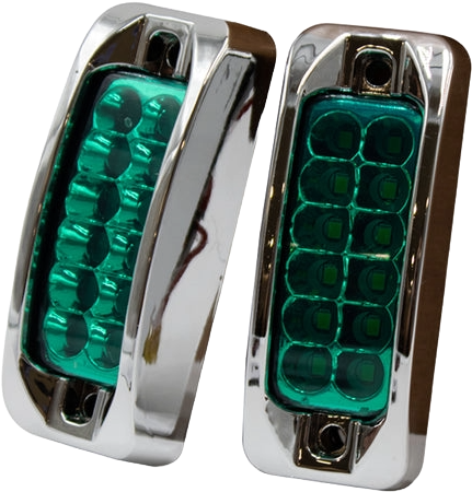 Plafón Led Rectangular 3.5¨ Con Bisel Cromo C/Estrobo Verde
