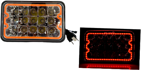 Par Faros Rectangular Hiperled, 15 Leds Con Estrobo Evo-5015