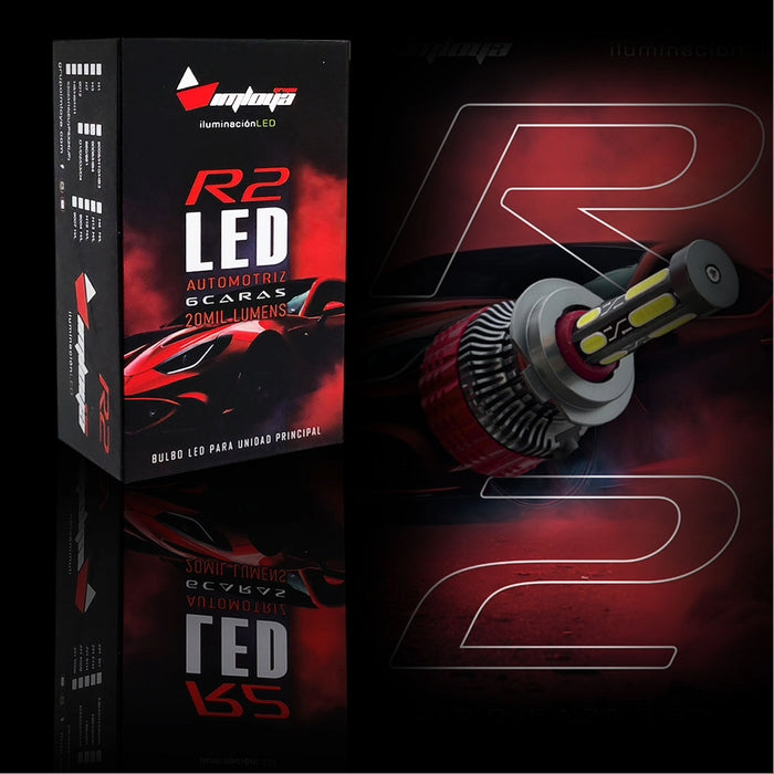 Kit foco led R2 Chip COB 6 Caras 20mil lumens 12-24v