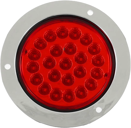 Luz trasera plafon circular 4 pulgadas cromado 24 led alta/baja /estrobo Rojo