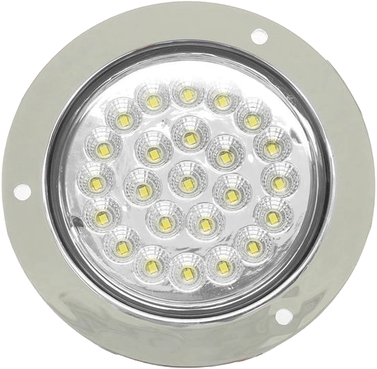Luz trasera plafon circular 4 pulgadas cromado 24 led alta/baja /estrobo Blanco
