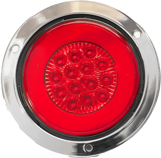Luz trasera plafon circular 4 pulgadas cromado 14 led+gel rojo fijo /estrobo Rojo