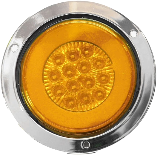 Luz trasera plafon circular 4 pulgadas cromado 14 led+gel rojo fijo /estrobo Ambar