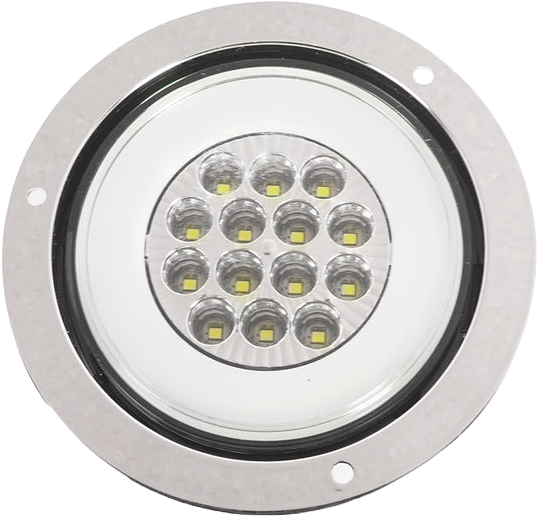 Luz trasera plafon circular 4 pulgadas cromado 14 led+gel rojo fijo /estrobo Blanco