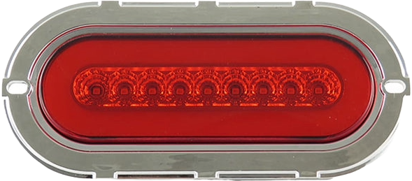 Plafon led ovalado 6 pulgadas cromado 9 led+gel fijo /estrobo Rojo