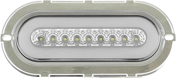 Plafon led ovalado 6 pulgadas cromado 9 led+gel fijo /estrobo Blanco