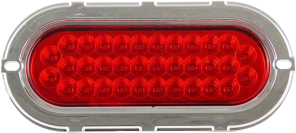 Plafon led ovalado 6 pulgadas cromado 34 led fijo /estrobo Rojo