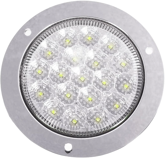 Plafon circular 4 pulgadas bisel cromado 19 led luz fija y estrobo 12-24v Blanco