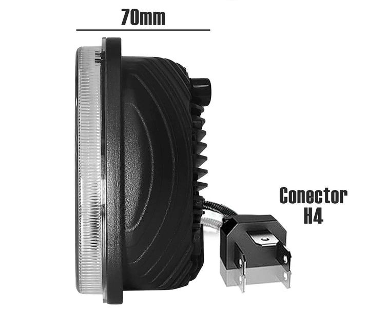 Faro principal 7 Pulgadas 6 led luz blanca alta y baja 12-24v (pieza)