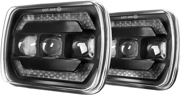 Faros unidad principal 7 pulgadas luz blanca alta, baja, DRL y Direccional 12-24v (2 faros)