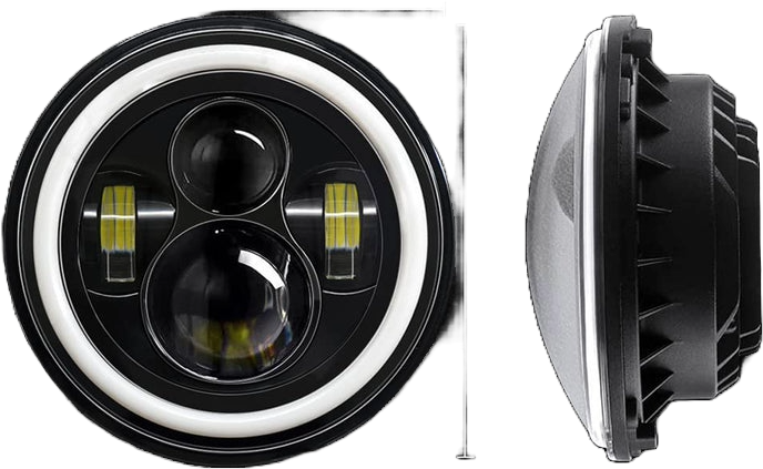 Faro principal 7 Pulgadas 4 led luz blanca alta, baja, DRL, direccional 12-24v (pieza)