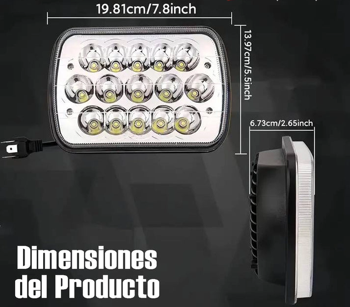 Faro principal 7 Pulgadas 15 led luz blanca alta y baja 12-24v (pieza)