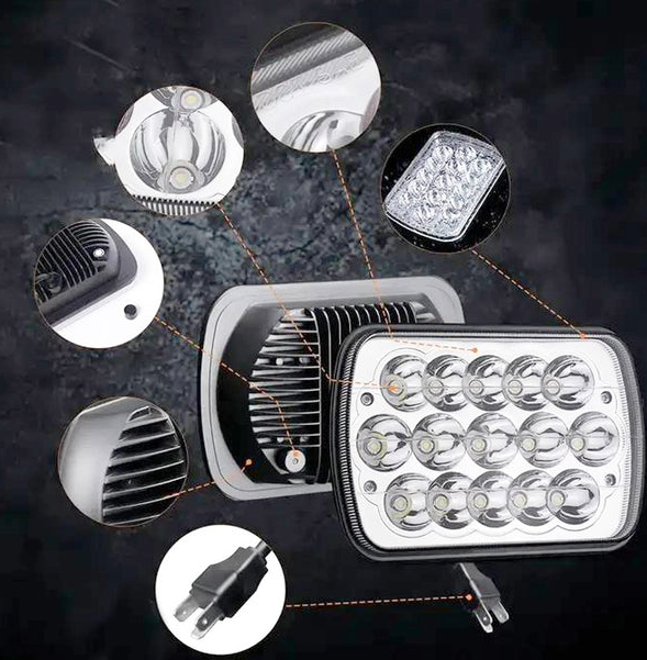 Faro principal 7 Pulgadas 15 led luz blanca alta y baja 12-24v (pieza)