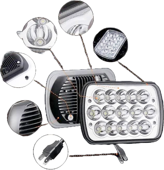 Faro principal 7 Pulgadas 15 led luz blanca alta y baja 12-24v (pieza)