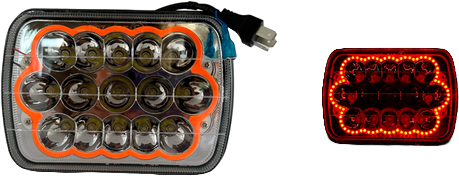 Par faros Rectangular Hiperled, 15 Leds Con Estrobo Evo-5016