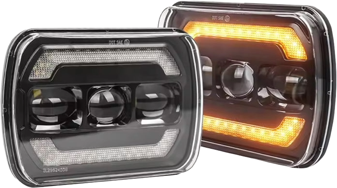 Faros unidad principal 7 pulgadas luz blanca alta, baja, DRL y Direccional 12-24v (2 faros)