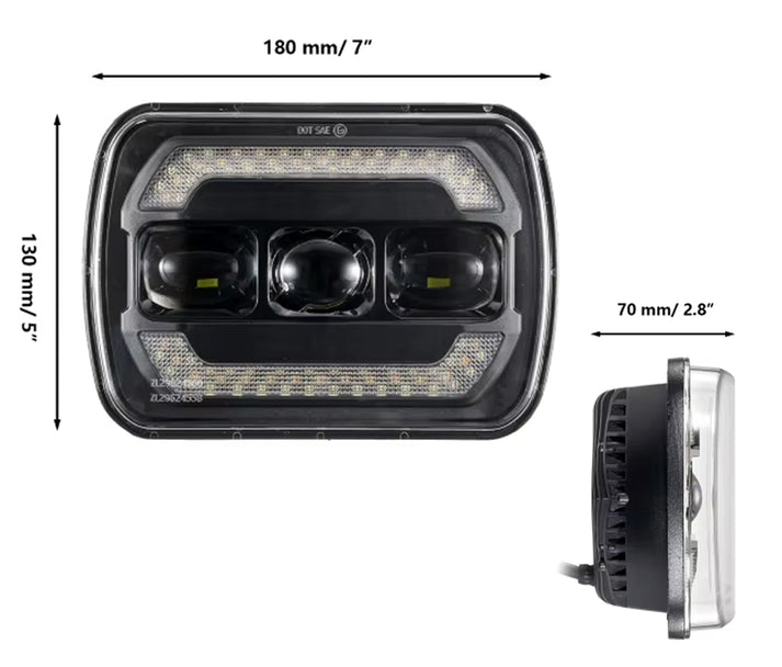 Faros unidad principal 7 pulgadas luz blanca alta, baja, DRL y Direccional 12-24v (2 faros)