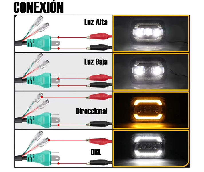 Faros unidad principal 7 pulgadas luz blanca alta, baja, DRL y Direccional 12-24v (2 faros)