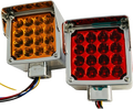 Par Plafon Cuadrado 4¨ C/Bisel Cromo Luz Fija y con Estrobo S248 Ambar-Rojo