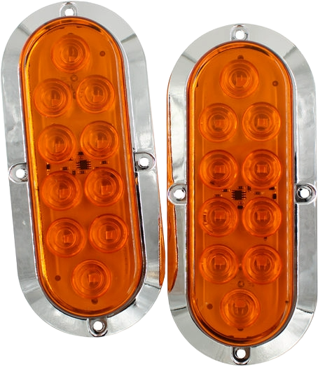 Plafón Led Rectangular 6¨ con Bisel Cromo C/Estrobo Ámbar