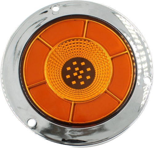 Plafón Redondo 4 Con Bisel Cromo 47led Luz Fija Y C/estrobo Ámbar