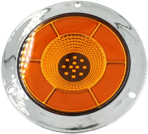 Plafón Redondo 4 Con Bisel Cromo 47led Luz Fija Y C/estrobo Ámbar