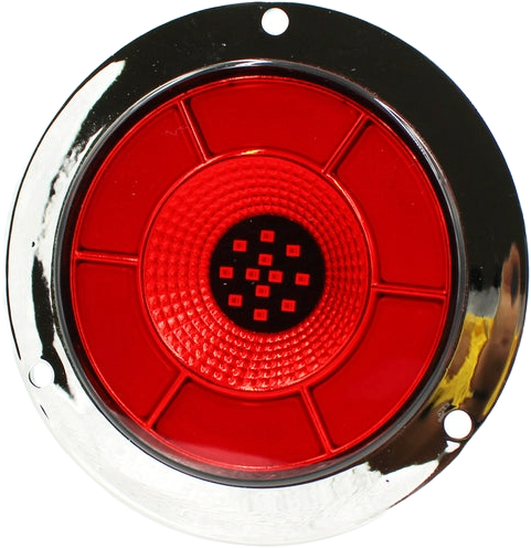 Plafón Redondo 4 Con Bisel Cromo 47led Luz Fija Y C/estrobo Rojo