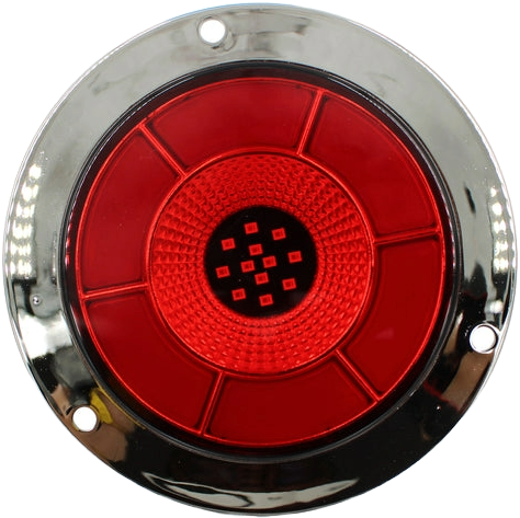 Plafón Redondo 4 Con Bisel Cromo 47led Luz Fija Y C/estrobo Rojo
