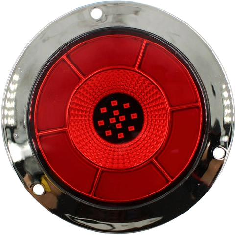 Plafón Redondo 4 Con Bisel Cromo 47led Luz Fija Y C/estrobo Rojo