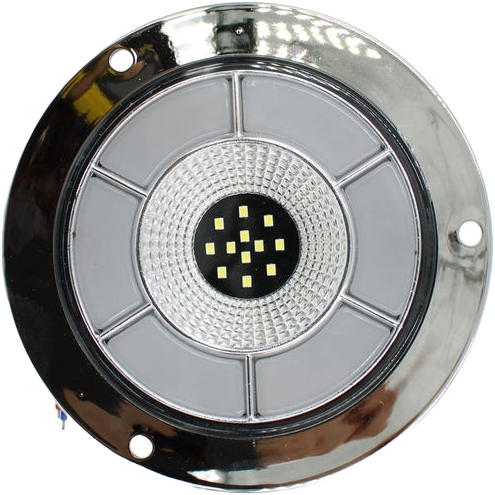 Plafón Redondo 4 Con Bisel Cromo 47led Luz Fija Y C/estrobo Blanco