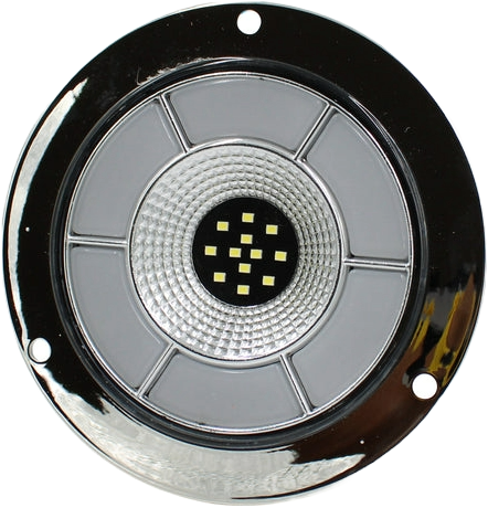 Plafón Redondo 4 Con Bisel Cromo 47led Luz Fija Y C/estrobo Blanco