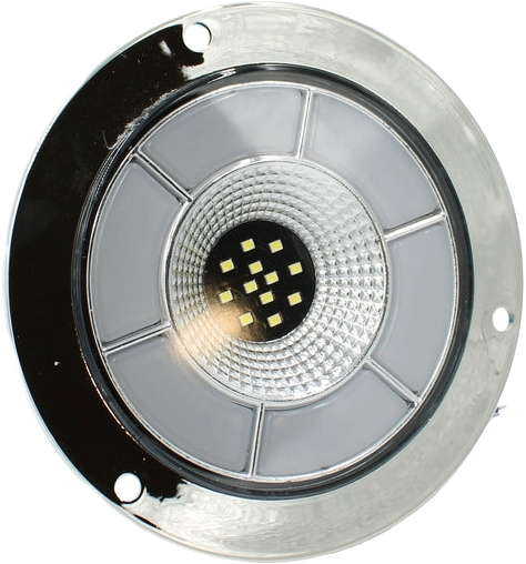 Plafón Redondo 4 Con Bisel Cromo 47led Luz Fija Y C/estrobo Blanco