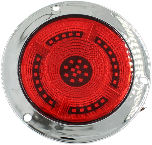 Plafón Redondo 4 Con Bisel Cromo 47led Luz Fija Y C/estrobo Rojo