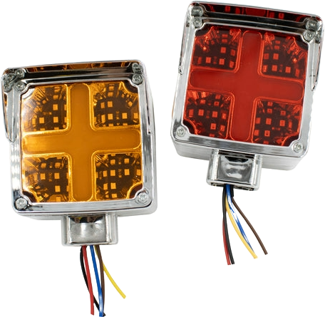 Par plafon Cuadrado 3¨ C/Bisel Cromo Luz Fija y con Estrobo  Ambar-Rojo